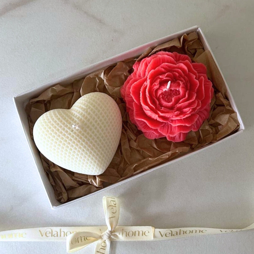 Vela Corazón & Peonía Set