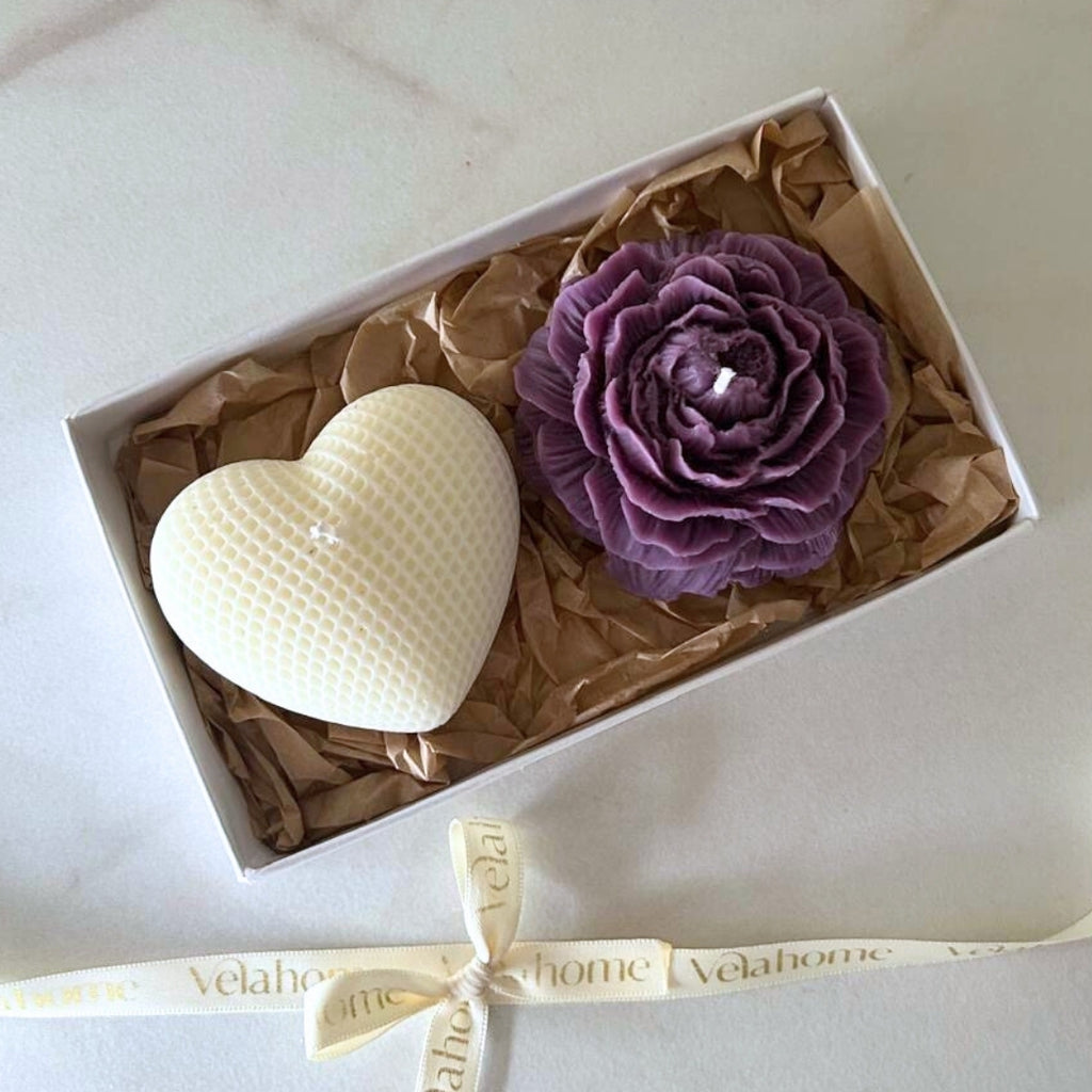 Vela Corazón & Peonía Set
