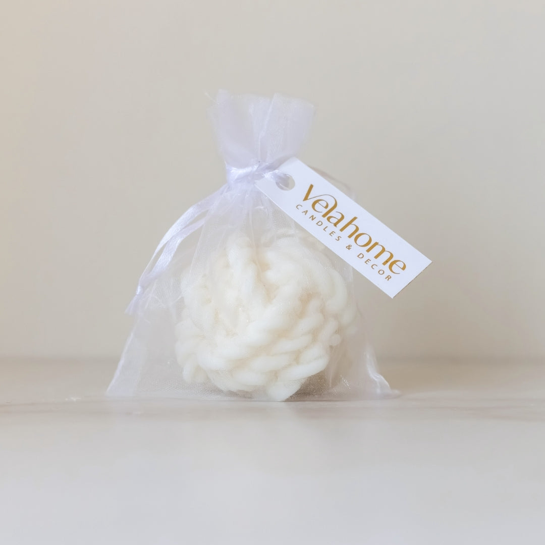 Vela Bola de Estambre en bolsa de organza