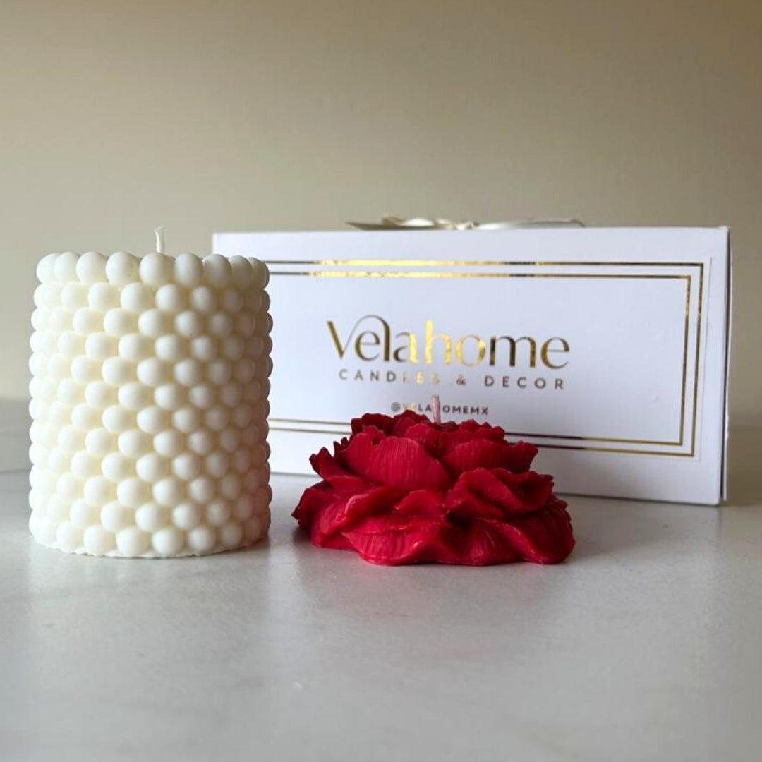 Vela Peonía & Drops Set