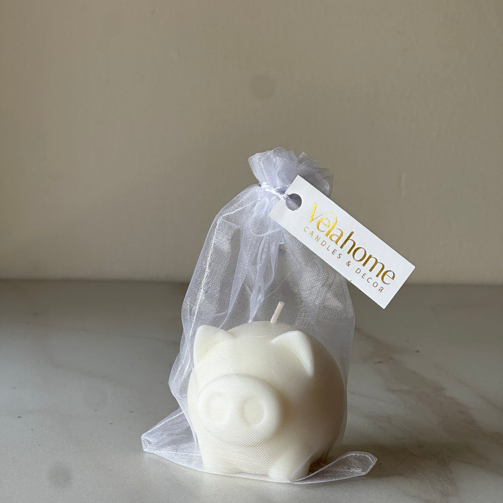 Vela Cerdito en bolsa de organza