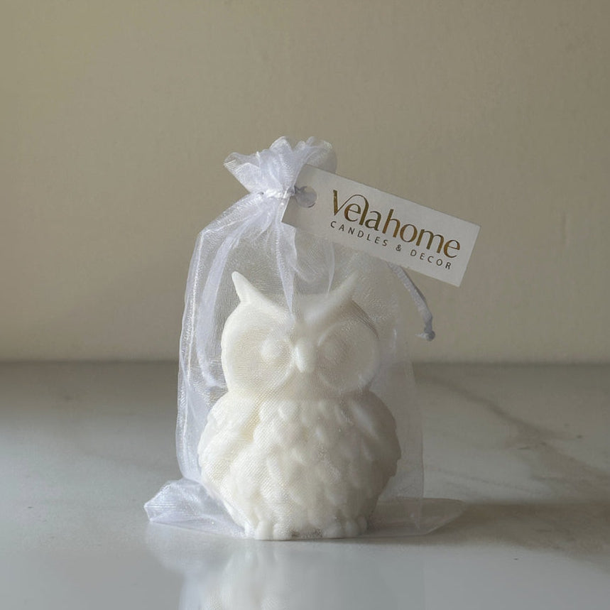 Vela Búho en bolsa de organza