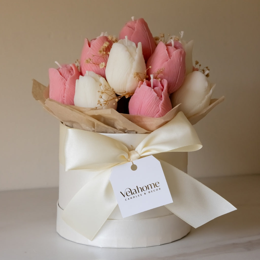 Bouquet de Tulipanes Rosa & Blanco