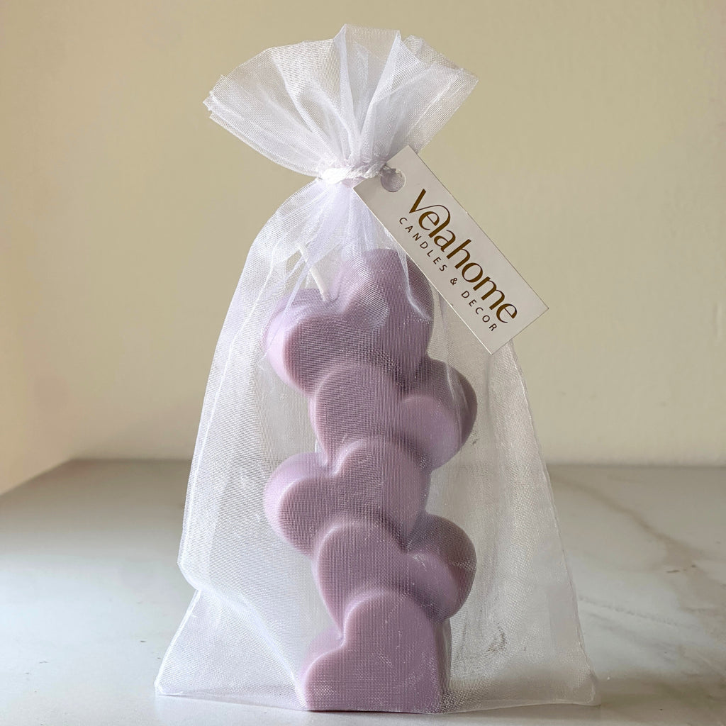 Vela Torre de Corazones en Bolsa de Organza