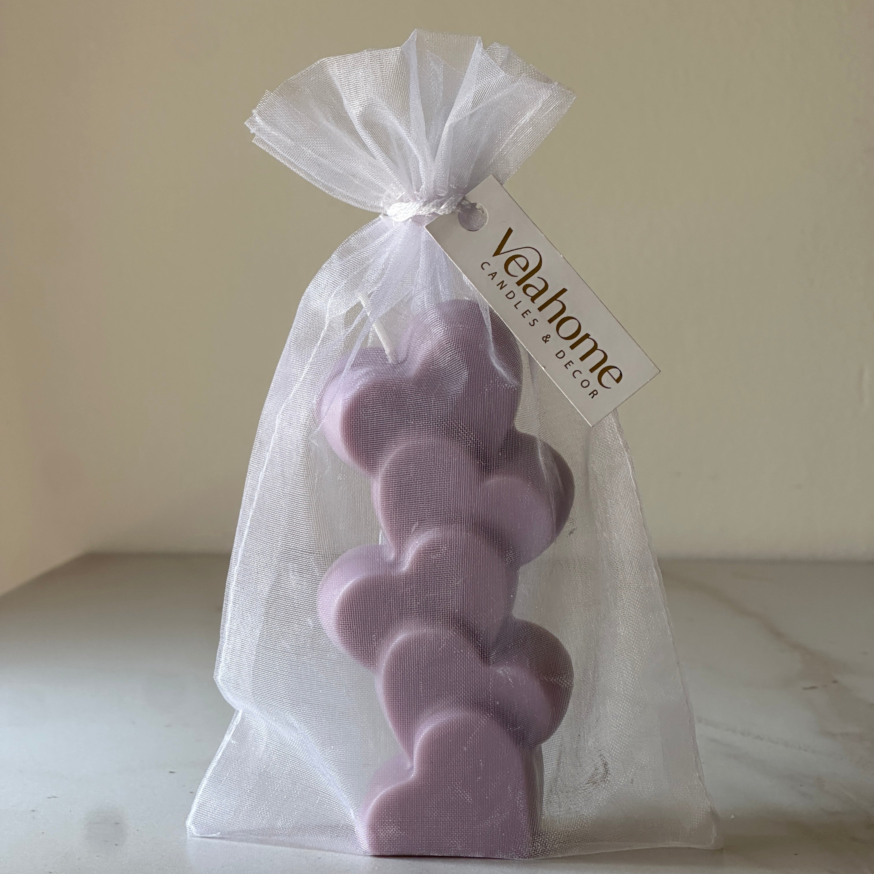 Vela Torre de corazones en bolsa de organza