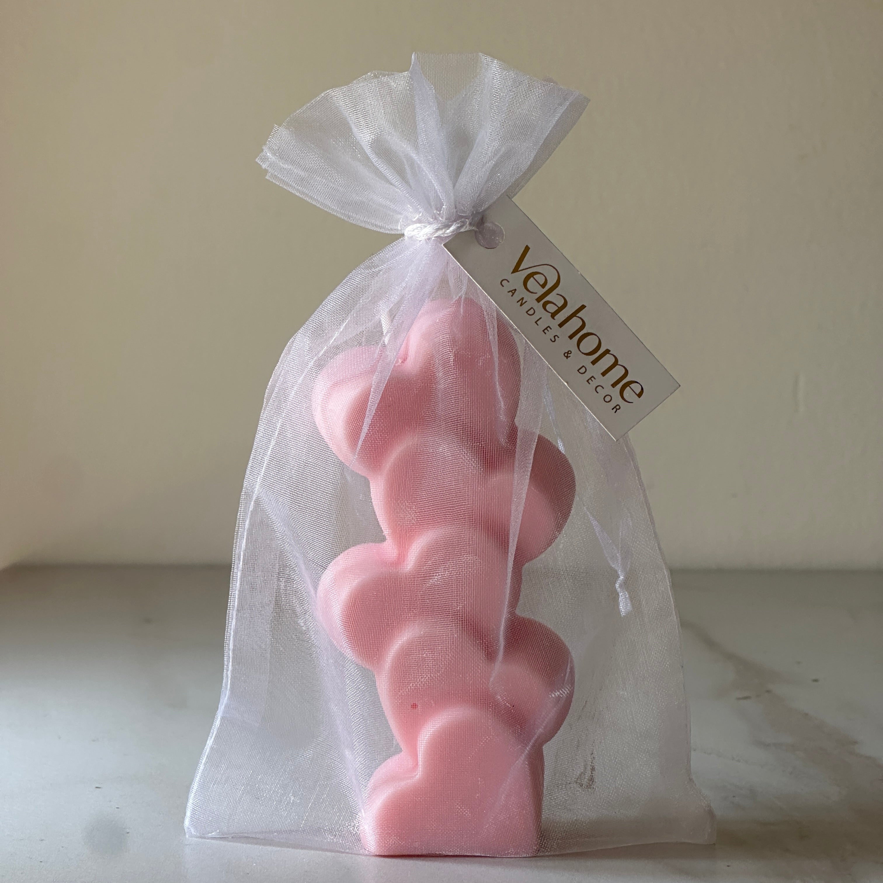 Vela Torre de corazones en bolsa de organza