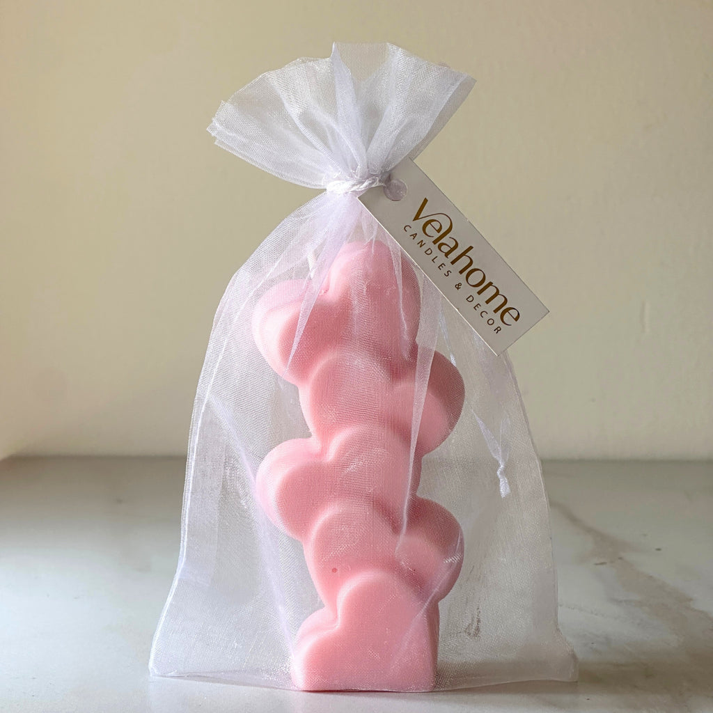Vela Torre de Corazones en Bolsa de Organza