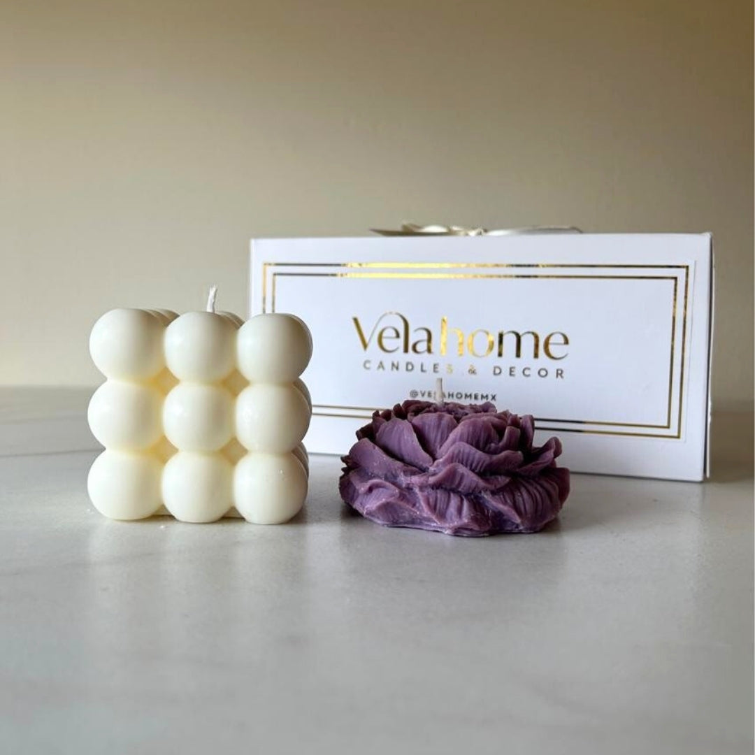 Vela Peonía & Bubble Set