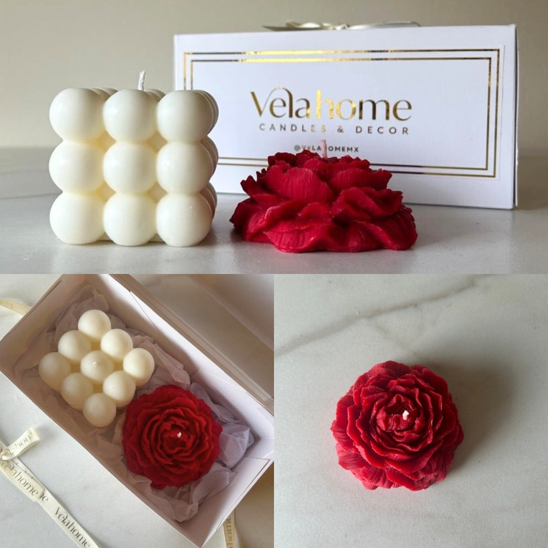 Vela Peonía & Bubble Set