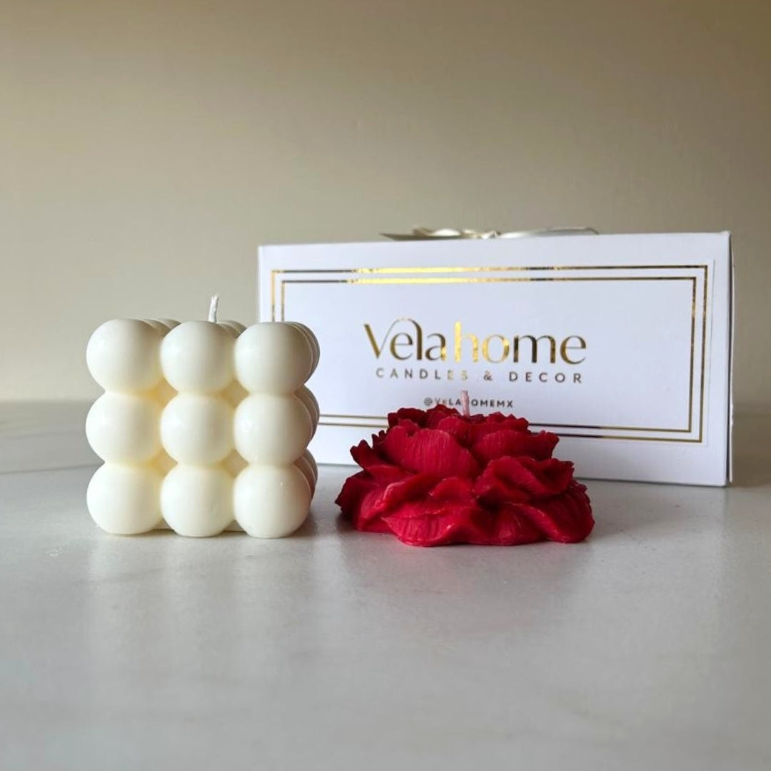 Vela Peonía & Bubble Set