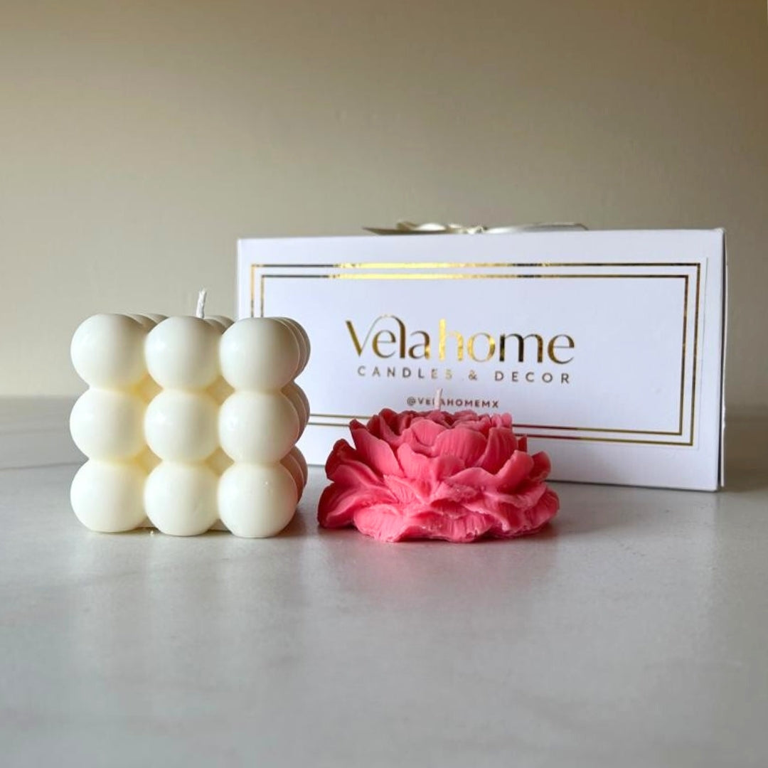 Vela Peonía & Bubble Set