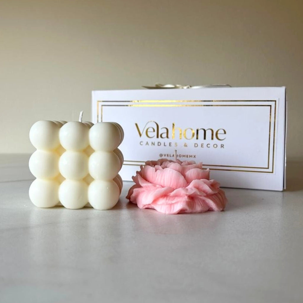 Vela Peonía & Bubble Set