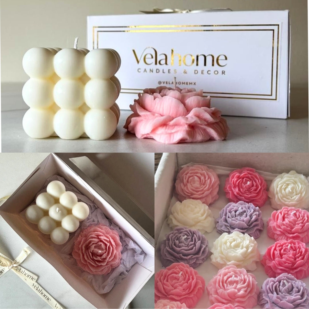 Vela Peonía & Bubble Set