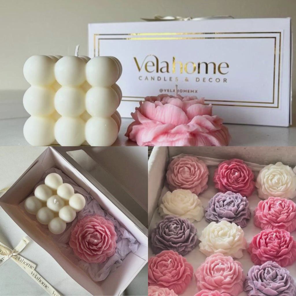 Vela Peonía & Bubble Set